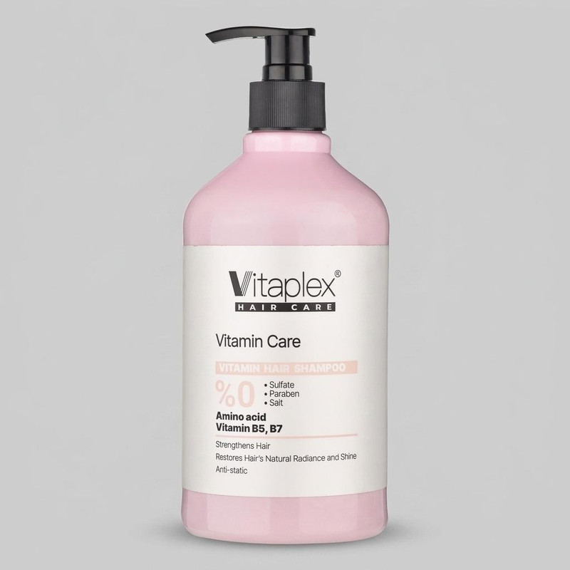 شامپو مو ویتاپلکس مدل Vitamin Care 01 حجم 500 میلیلیتر مناسب موهای خشک و معمولی، نرمکننده، مرطوبکننده، تقویتکننده، ترمیمکننده، براقکننده و ضد وز