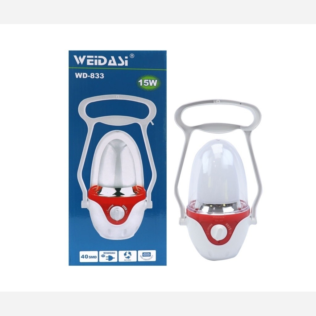 چراغ فانوسی اضطراری شارژی ویداسی 40 عدد لامپ WD-833 مهتابی شارژی کمپینگ لامپ 833 ( گناوه مارکت )