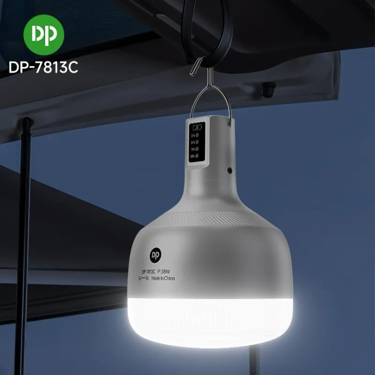 چراغ شارژی کمپینگ 38 وات دی پی DP-7813c لامپ روشنایی اضطراری آویزی 7813 ( گناوه مارکت )