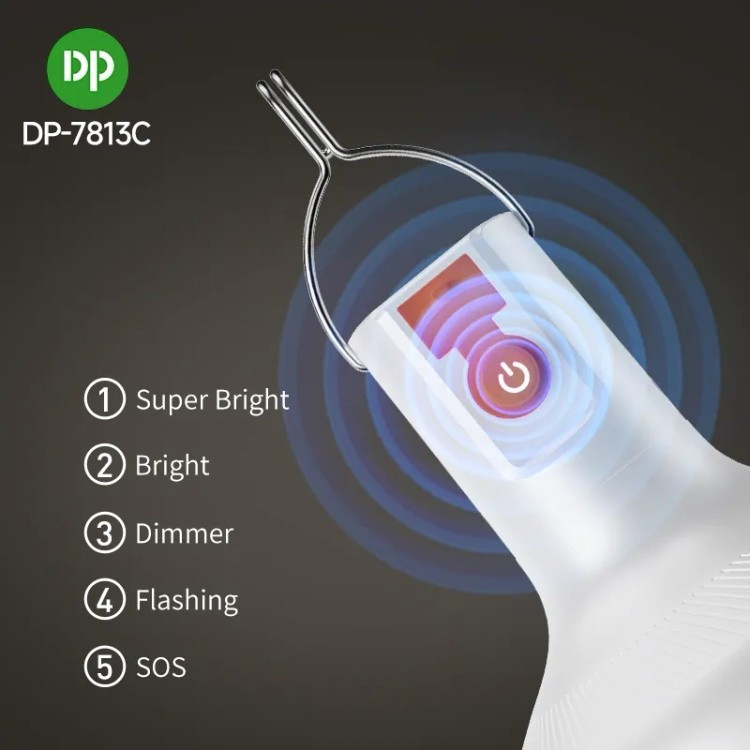 چراغ شارژی کمپینگ 38 وات دی پی DP-7813c لامپ روشنایی اضطراری آویزی 7813 ( گناوه مارکت )