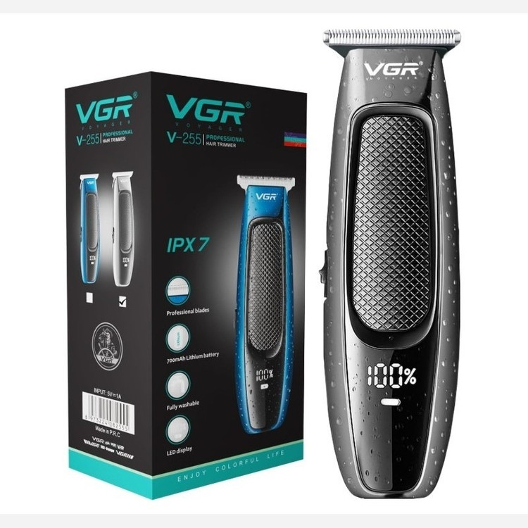 ماشین اصلاح موی سر و صورت ضد آب و برش مستقیم و ریش تراش وی جی آر خط زن شارژی V-255 ورژن جدید 255 ( گناوه مارکت )