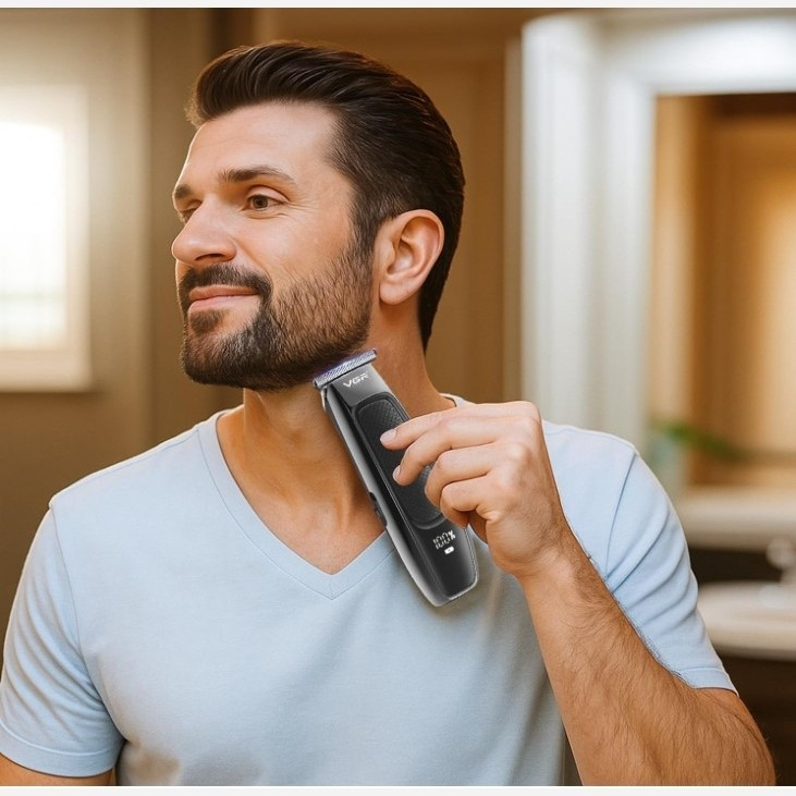 ماشین اصلاح موی سر و صورت ضد آب و برش مستقیم و ریش تراش وی جی آر خط زن شارژی V-255 ورژن جدید 255 ( گناوه مارکت )