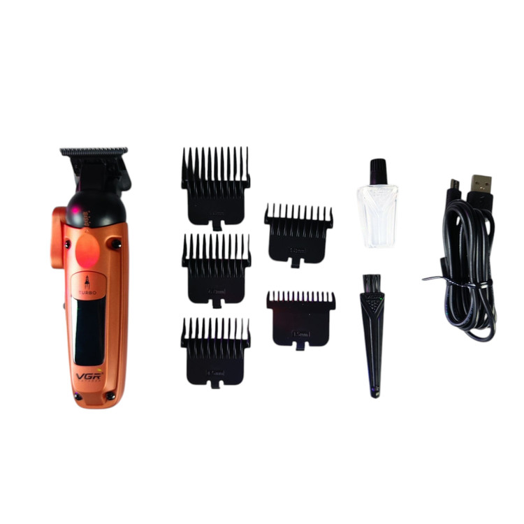 ماشین اصلاح حجم زن سر و صورت وی جی آر با تیغه تیتانیوم و نمایشگر LED خط زن مدل V-274 ورژن جدید 274 ( گناوه مارکت )