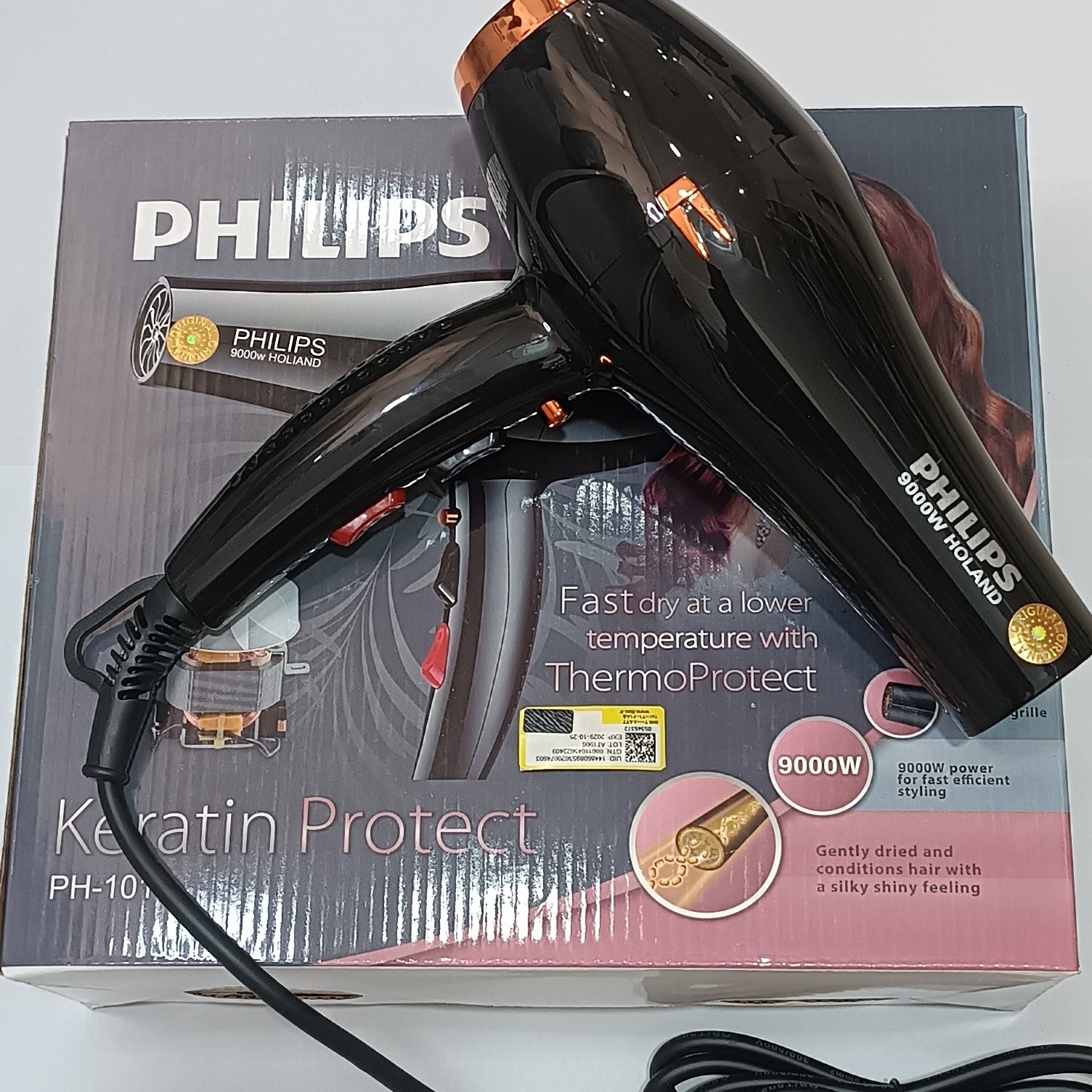 سشوآر فیلیپس 9000 وات قوی philips هلوگرام دار حرارت بالا ساخت هلند panasonic دو سرعته سشوار قوی دوموتوره براشینگ