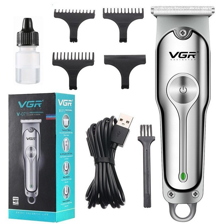 ماشین اصلاح موی سر و صورت وی جی آر مدل V-071 اصلی اورجینال و پلمپ مشکی و نقره ای