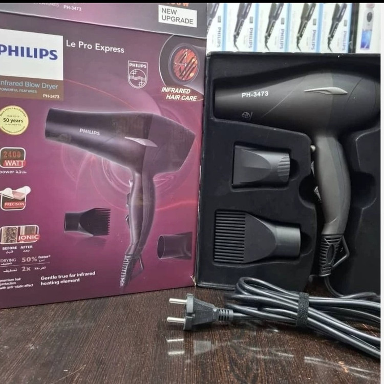سشوار فلیپس متور حرفه ای المنت کرستالی PHILIPS PROFESSIONAL3473 پرقدرت و بدنه مخملی