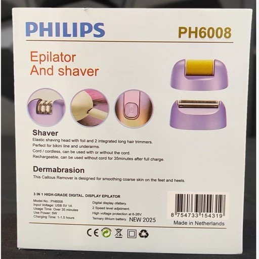اپیلاتور و شیور 3 کاره فیلیپس مدل PH6008 کارایی دستگاه 3 کاره (اپیلاتور، شیور، سنگ پا