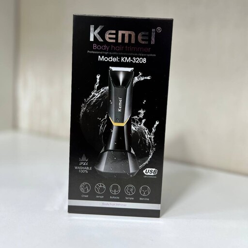 ماشین اصلاح مخصوص بدن و صورت kemei3208 با قابلیت اصلاح تمام نقاط بدن به علاوه خط زنی سر و صورت اورجینال