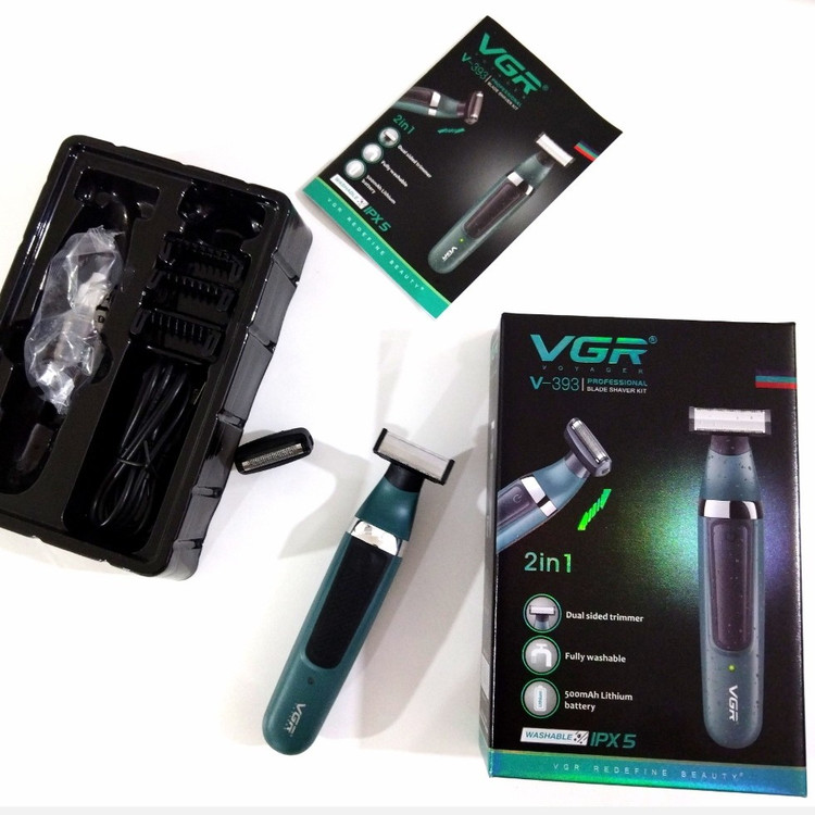 ماشین اصلاح موی سر و صورت وی جی آر 393 مرجع VGR V393 ست ماشین اصلاح وی جی آر مدل VGR 393 ضد آب بهره گیری از
