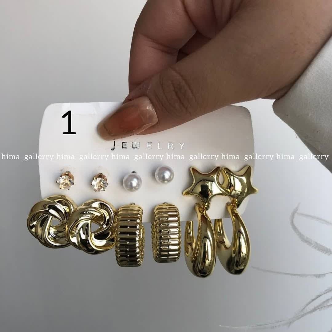 پک گوشواره اقتصادی پلیمری طلایی آب نقره