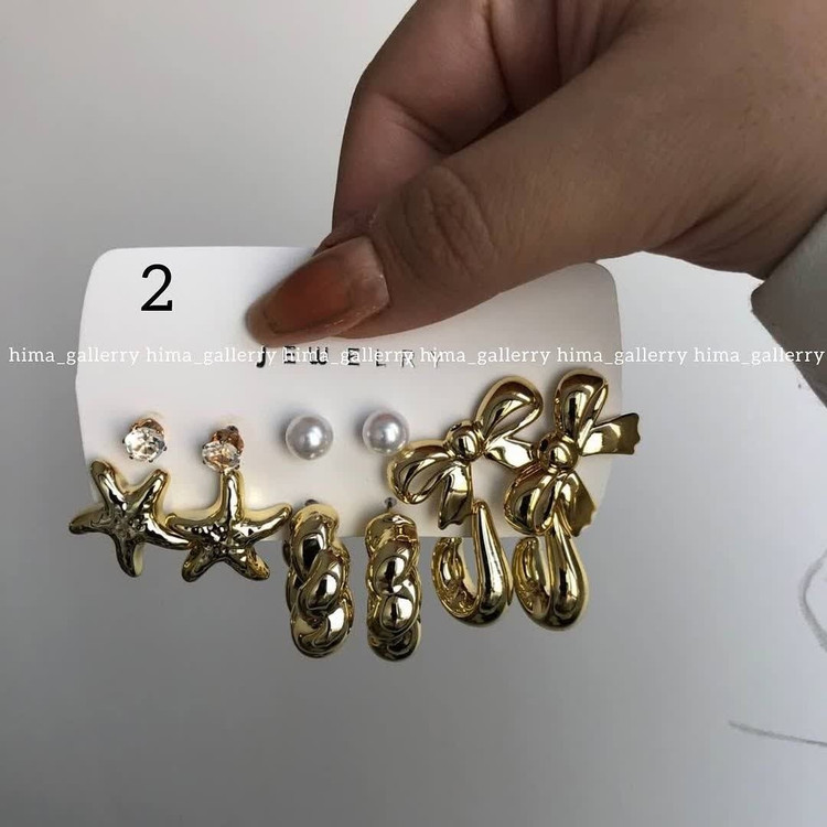 پک گوشواره اقتصادی پلیمری طلایی آب نقره