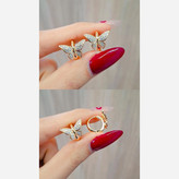 گوشواره پروانه فول نگین حلقه ای ژوپینگ