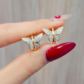 گوشواره پروانه فول نگین حلقه ای ژوپینگ