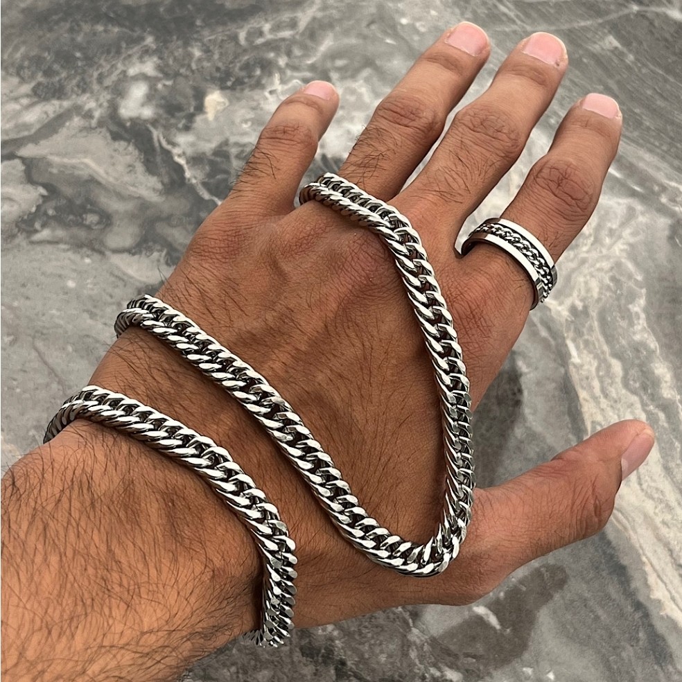 ست مردانه نقره ای کارتیر استیل خاص رنگ ثابت