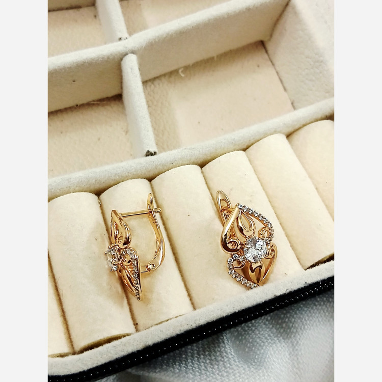 گوشواره ژوپینگ زنانه اصلی قفل کلیپسی نگین دار اصلی