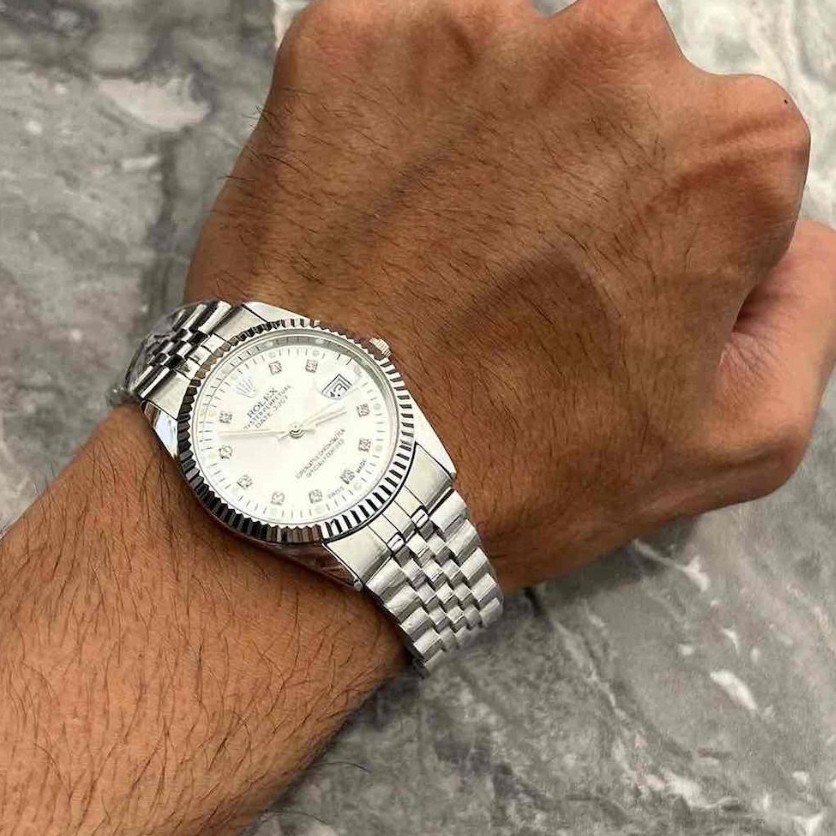 ساعت مردانه رولکس صفحه سفید استیل رنگ ثابت خاص و شیک