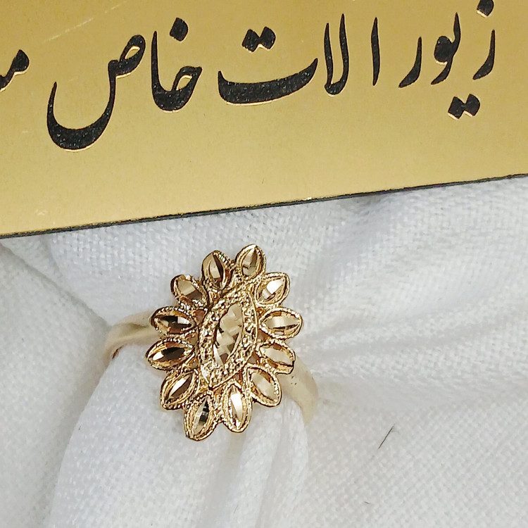 انگشتر زنانه طلا روس گندمی کشیده تراش طلا روس
