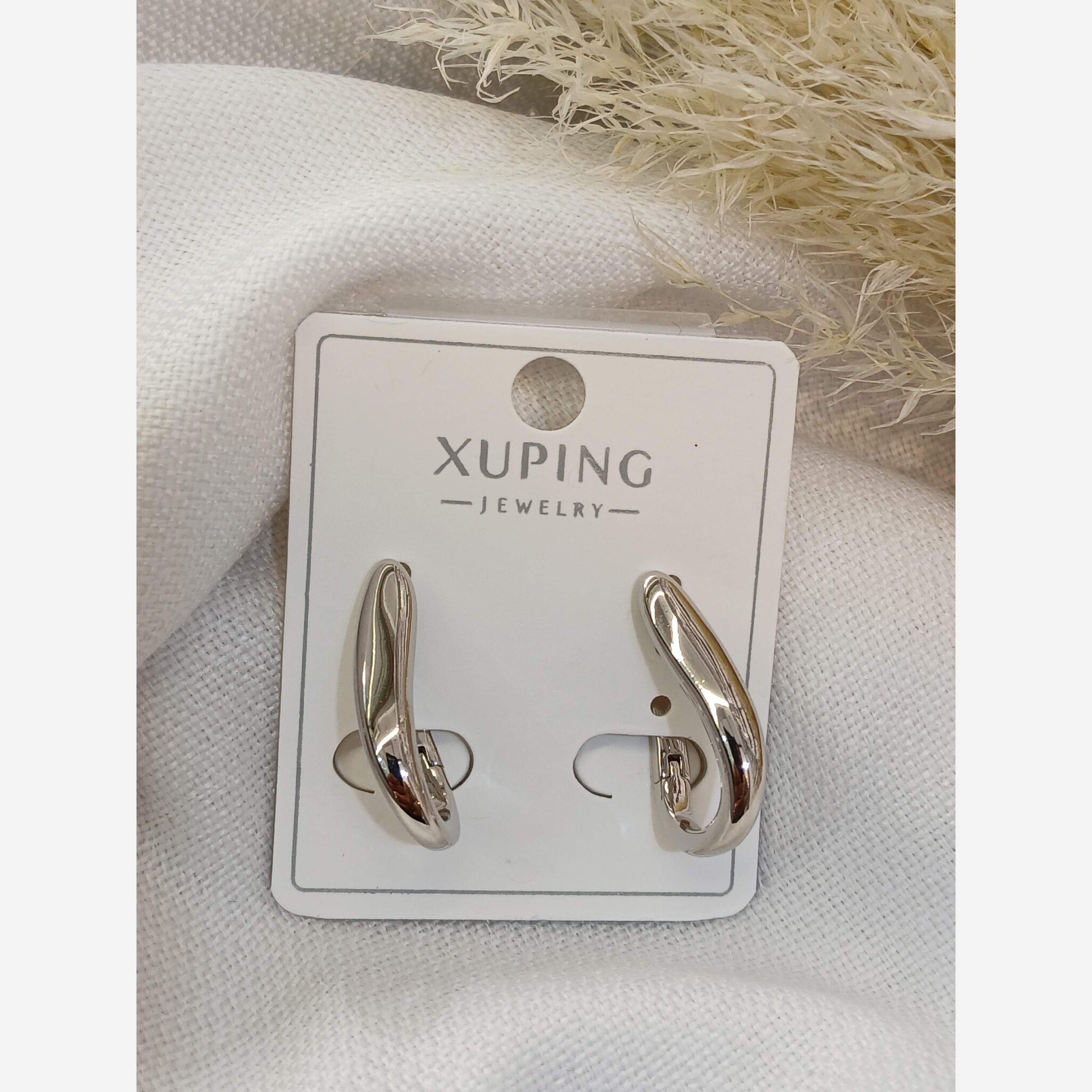 گوشواره برند ژوپینگ اصلی نقره ای ساده و شیک خاص درجه یک