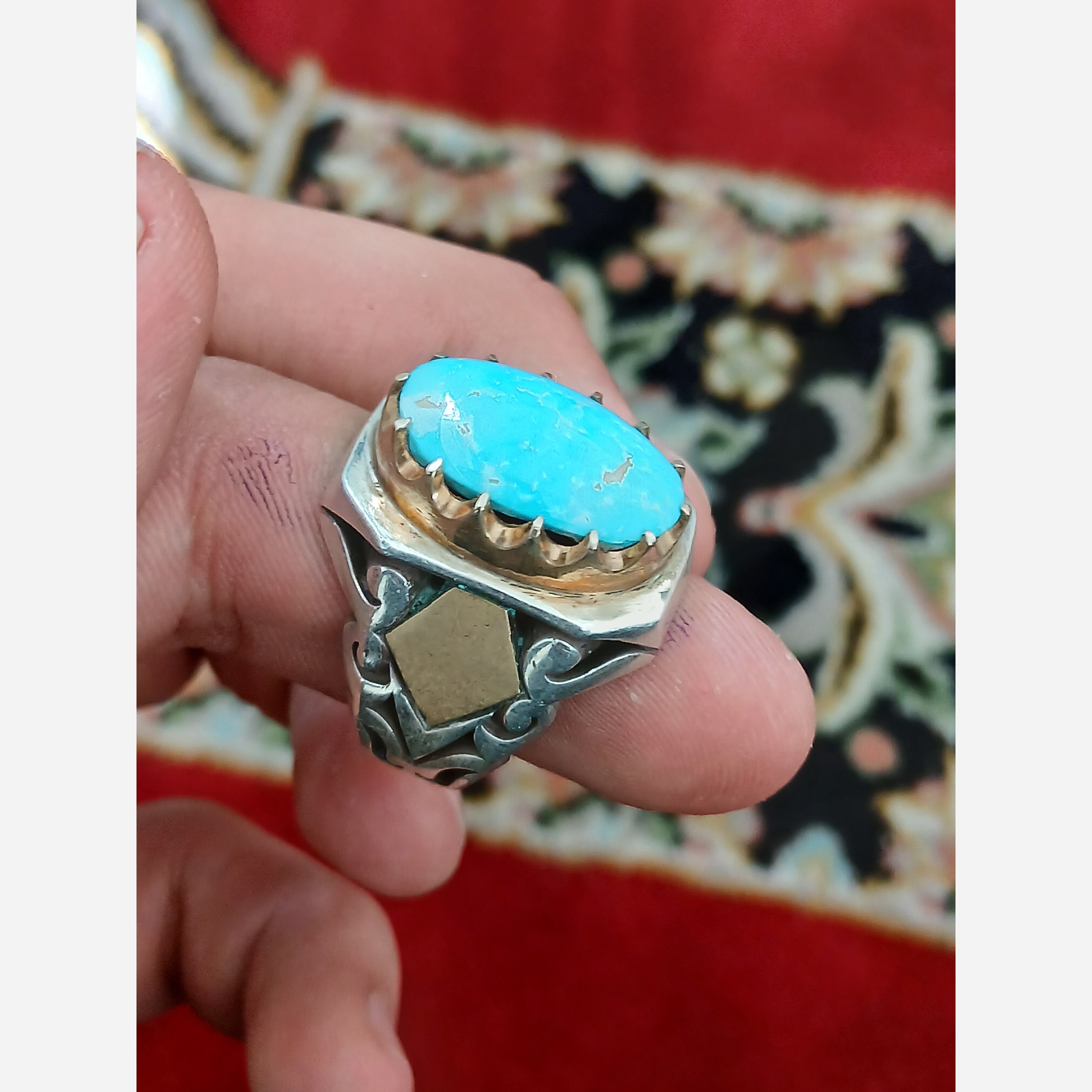 انگشتر نقره فیروزه انگشتر مردانه نقره اصلی فیروزه نیشابور اصلی اصل عیار 925