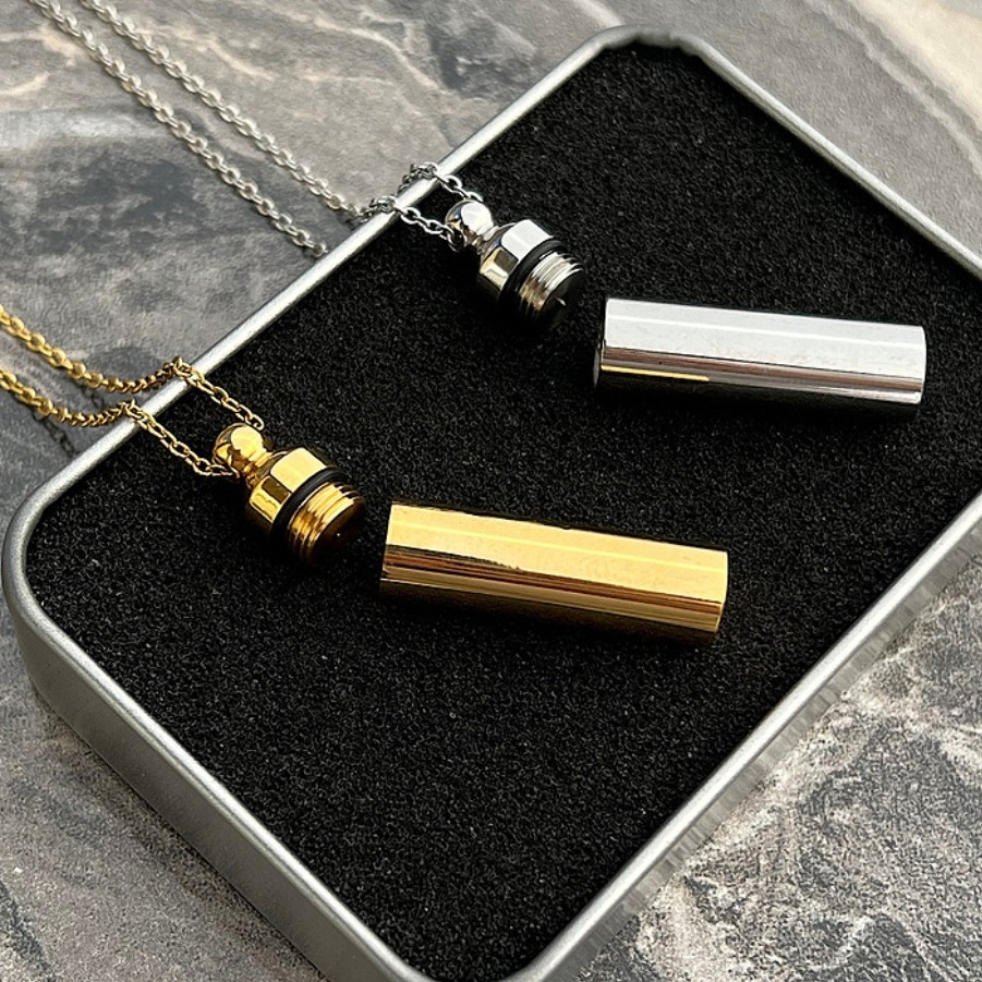 گردنبند لوله حرز استیل طلایی و نقره ای خاص استیل باز شو