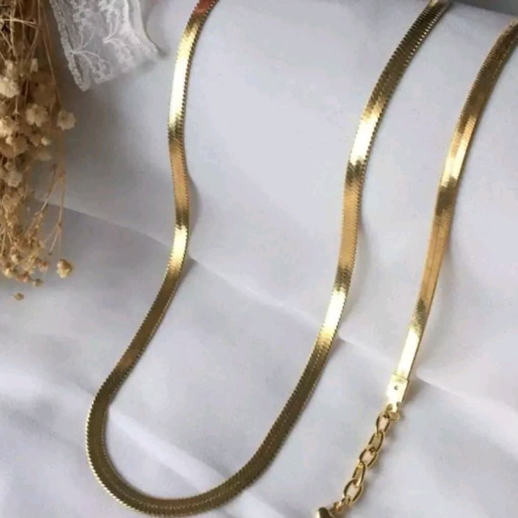 گردنبند و دستبند ماری استیل طلایی پوست ماری