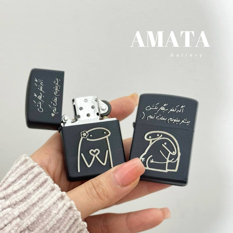 فندک طرح زیپو مشکی با حک آماده ارسال