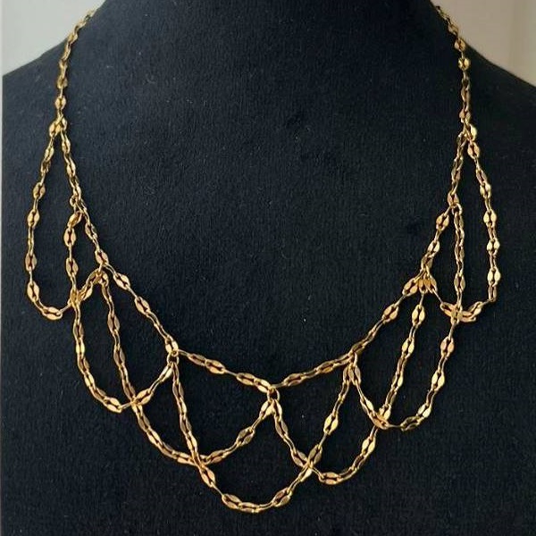 گردنبند شرابه ای جذاب طلایی و نقره ای
