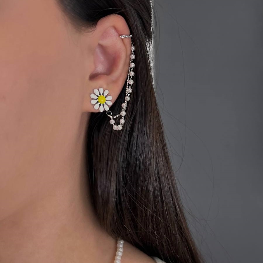 ایرکاف بابونه با آویز طلایی و سیلور