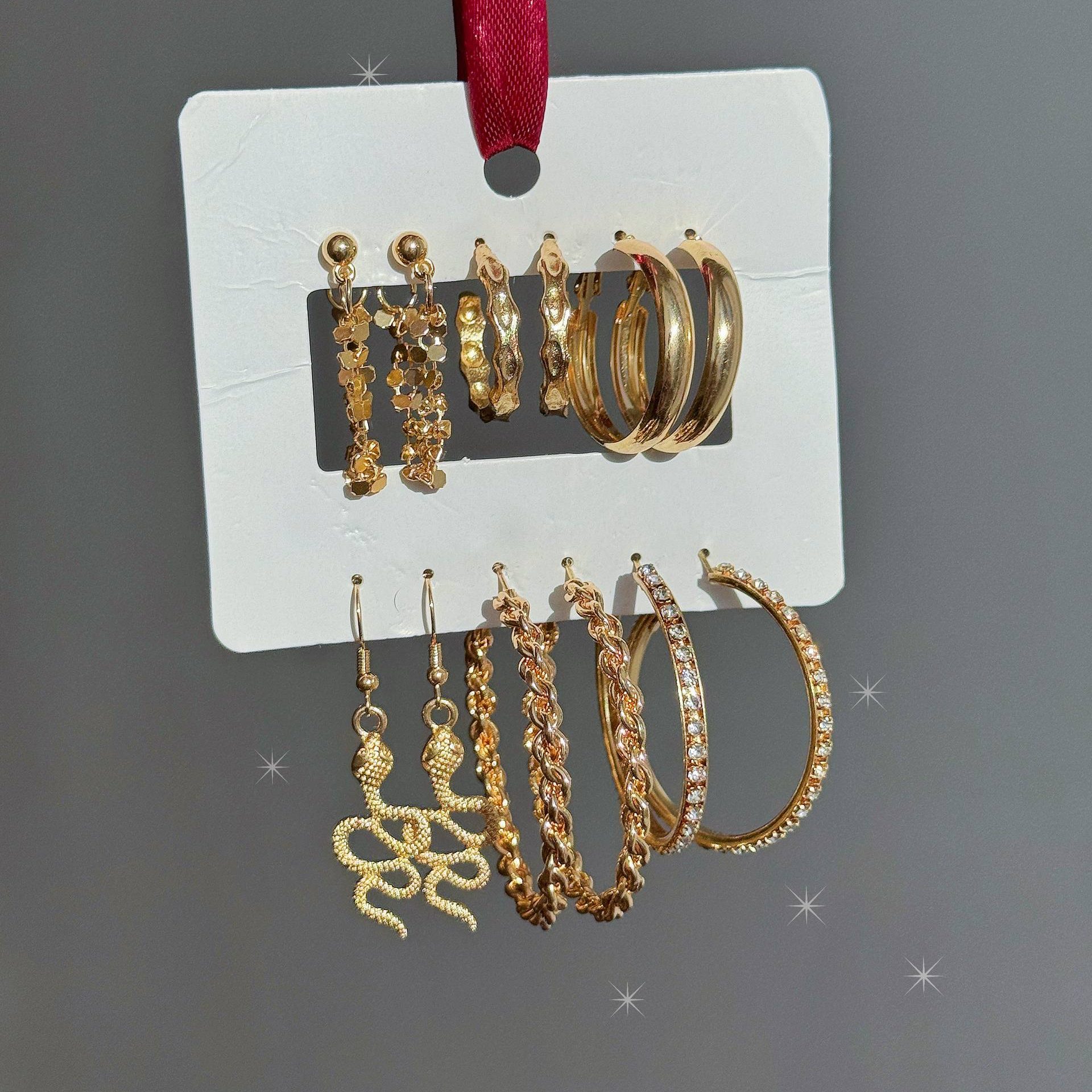 پک گوشواره طرح مار 6 جفتی