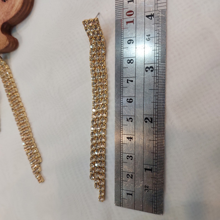 گوشواره مجلسی جواهری تنیسی تمام نگین