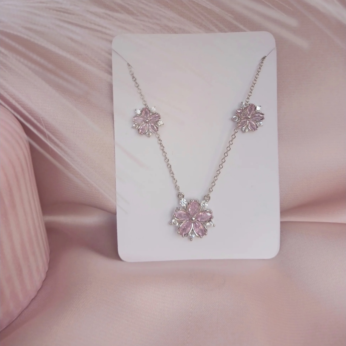 ست گوشواره و گردنبند پینترستی نگین دار تمام استیل