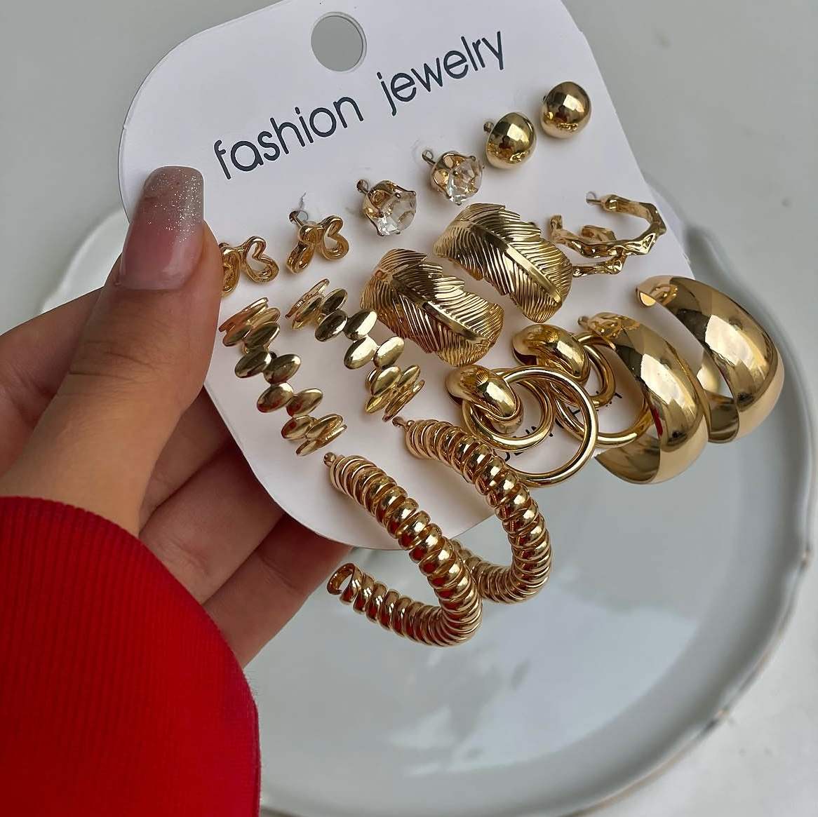 پک گوشواره مجموعه 9جفتی برگ و پروانه کد 321