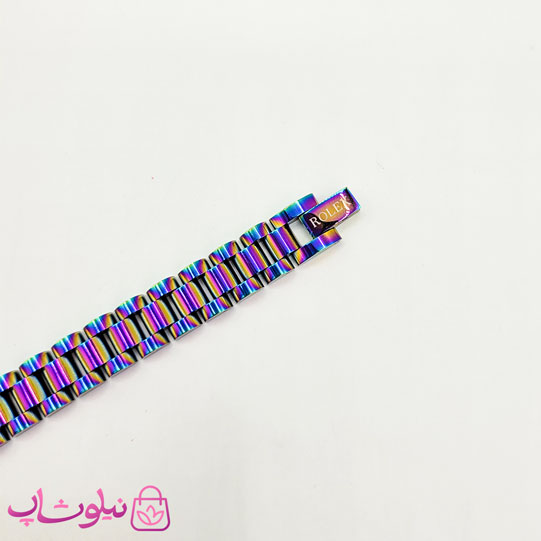 دستبند مردانه زنانه استیل طرح رولکس هولوگرامی کد 4891