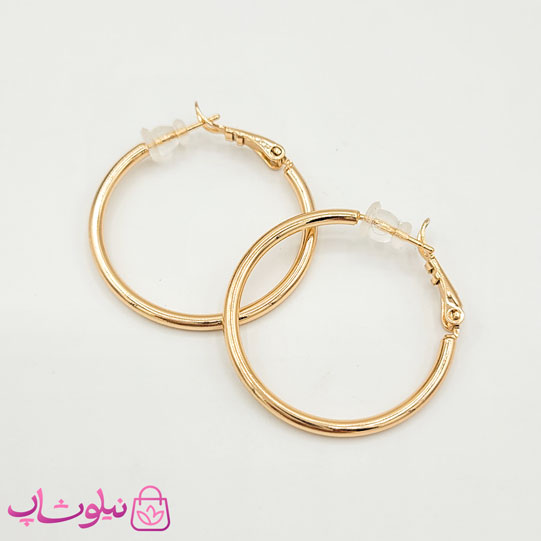 گوشواره دخترانه حلقه ای ساده ژوپینگ قطر 2.5 سانت کد 219