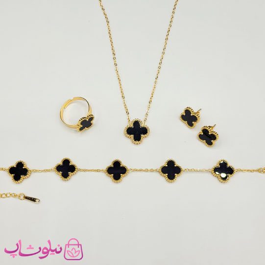 سرویس زنانه طرح ونکلیف مشکی طلایی کد 299