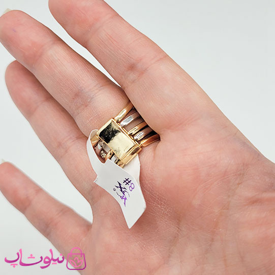 انگشتر زنانه YSX مدل پورتوفینو 5 لاین نگیندار طلایی نقره ای کد 5591