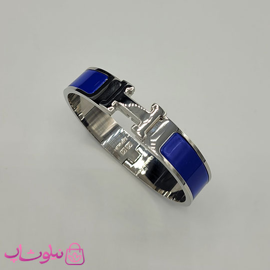 دستبند زنانه هرمس آبی نقره ای استیل قفل اورجینال کد 800