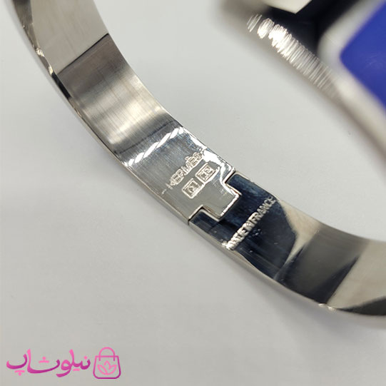 دستبند زنانه هرمس آبی نقره ای استیل قفل اورجینال کد 800