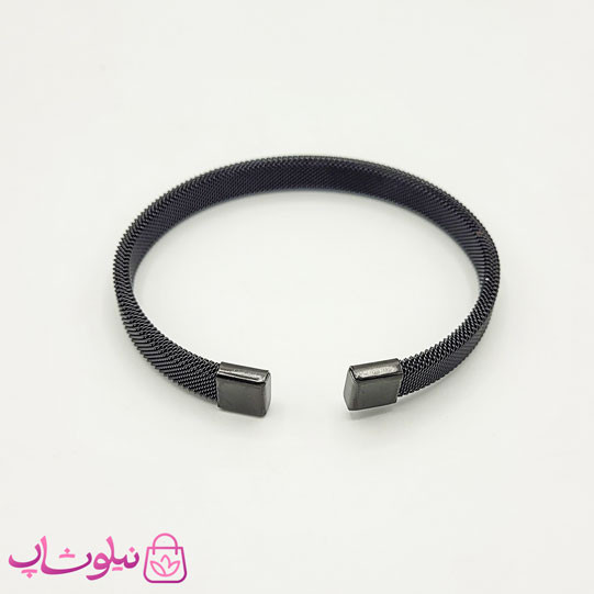 دستبند حصیری مردانه زنانه استیل مشکی کد 2991