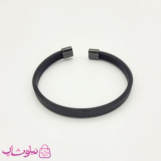 دستبند حصیری مردانه زنانه استیل مشکی کد 2991