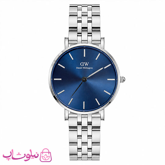 ساعت مچی دنیل ولینگتون زنانه مدل عقربه ای با بند نقره ای و صفحه آبی کیفیت مستر کد 3700