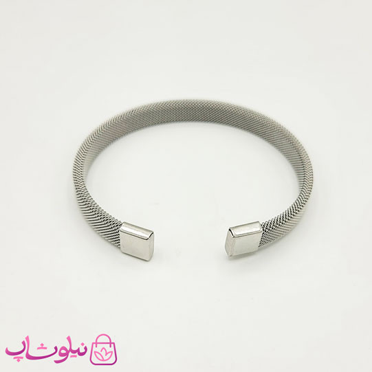 دستبند حصیری مردانه زنانه استیل نقره ای کد 2991