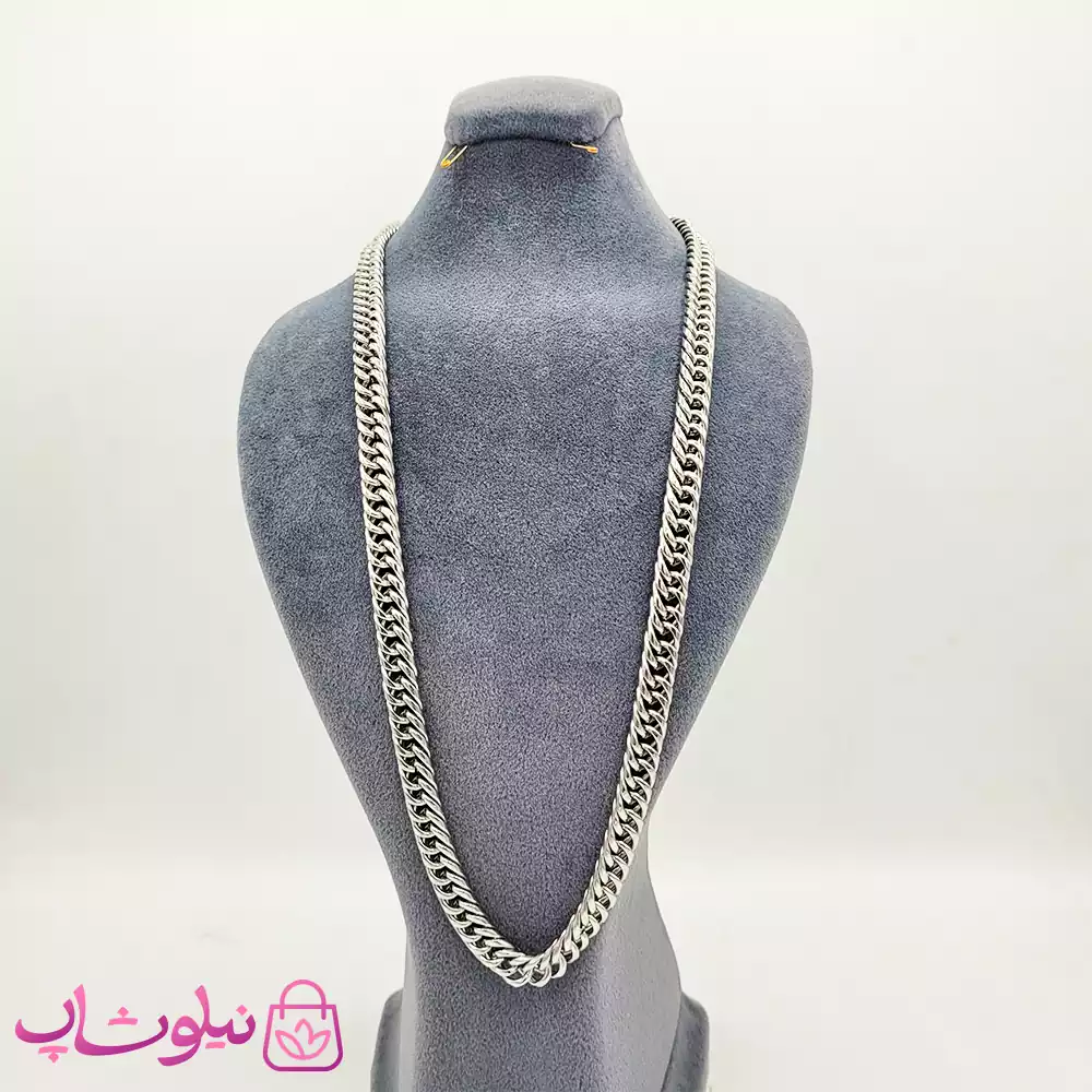 گردنبند مردانه کارتیه استیل نقره ای کد 499