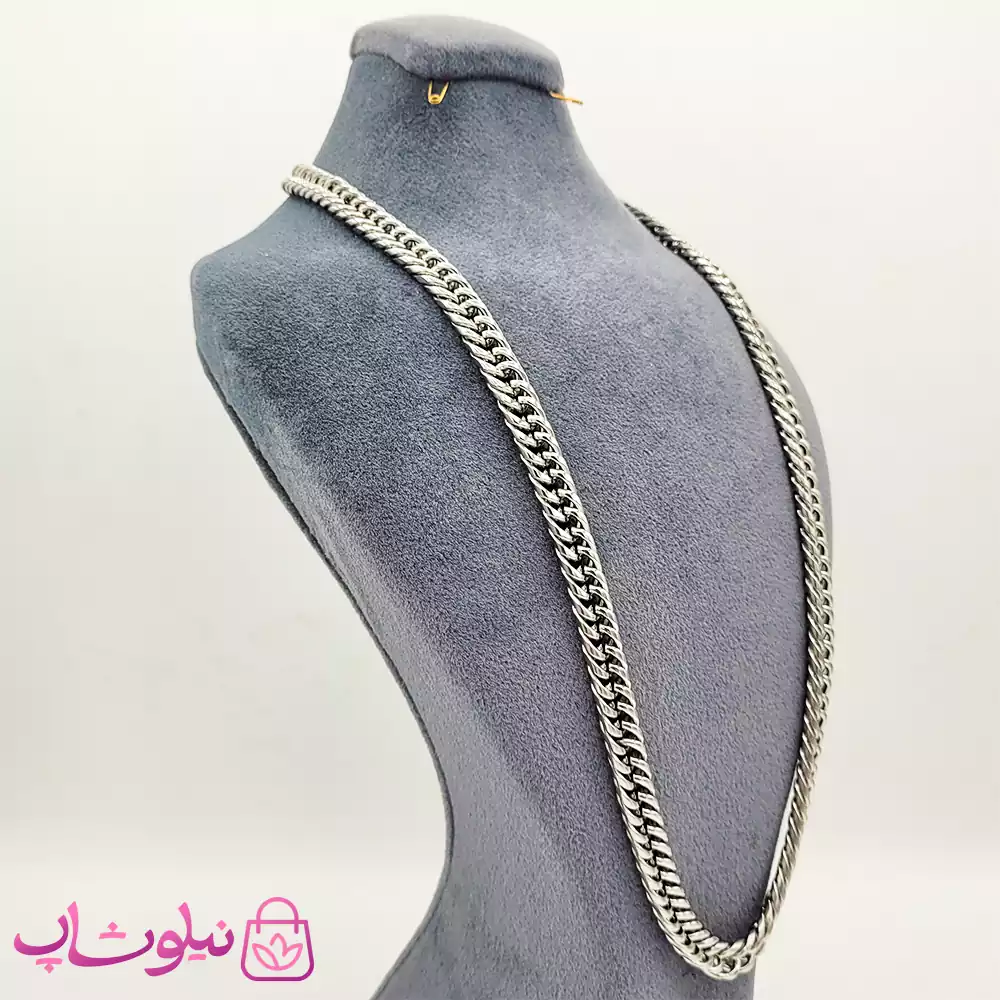 گردنبند مردانه کارتیه استیل نقره ای کد 499