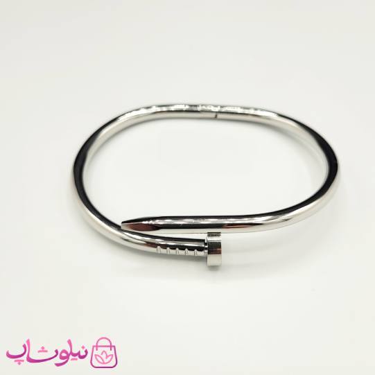دستبند النگویی زنانه مدل میخی کارتیه نقره ای کد 2591
