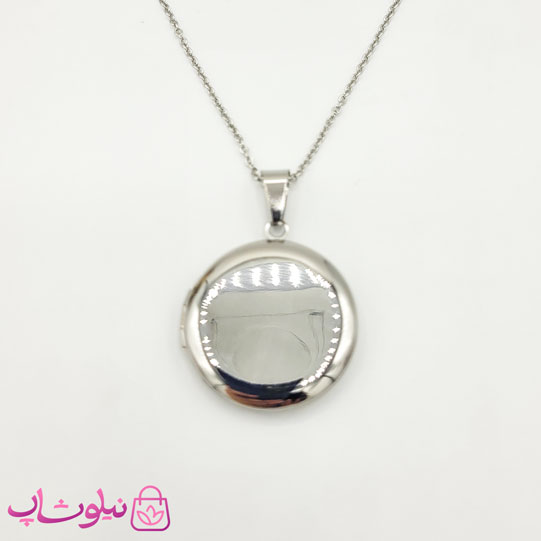 گردنبند لاکت زنانه دایره نقره ای کد 210