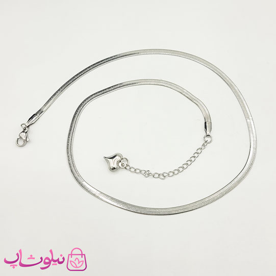 ست دستبند و گردنبند هرینگبون تخت نقره ای 4 میل کد 250