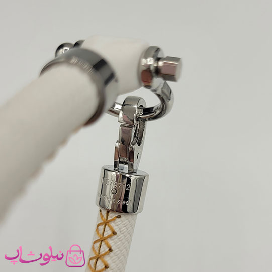 دستبند امگا رابر سفید مردانه سایز لارج کیفیت مستر با دوخت نارنجی (طراحی جدید) کد 1450