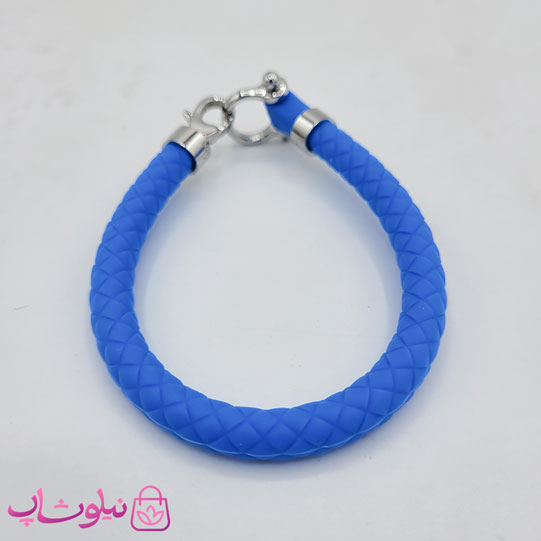 دستبند امگا رابر آبی با قفل نقره ای مردانه زنانه کیفیت مستر کد 1100