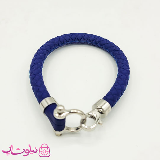 دستبند امگا رابر سرمه ای مردانه قفل نقره ای کیفیت مستر کد 650
